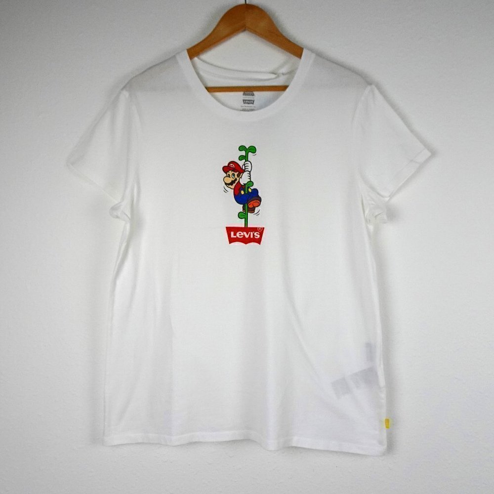 Levi's Super Mario T-Shirt Women's Size XL White Graphic Tee